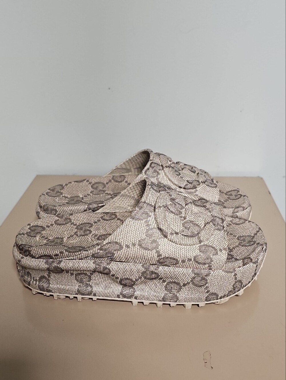 Gucci GG Monogram Platform Slide Sandals Size 38/7.5-8 - Picture 6 of 16